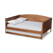 Baxton Studio Veles Mid-Century Modern Ash Walnut Finished Wood Full Size Daybed with Trundle Baxton Studio restaurant furniture, hotel furniture, commercial furniture, wholesale bedroom furniture, wholesale full, classic full
